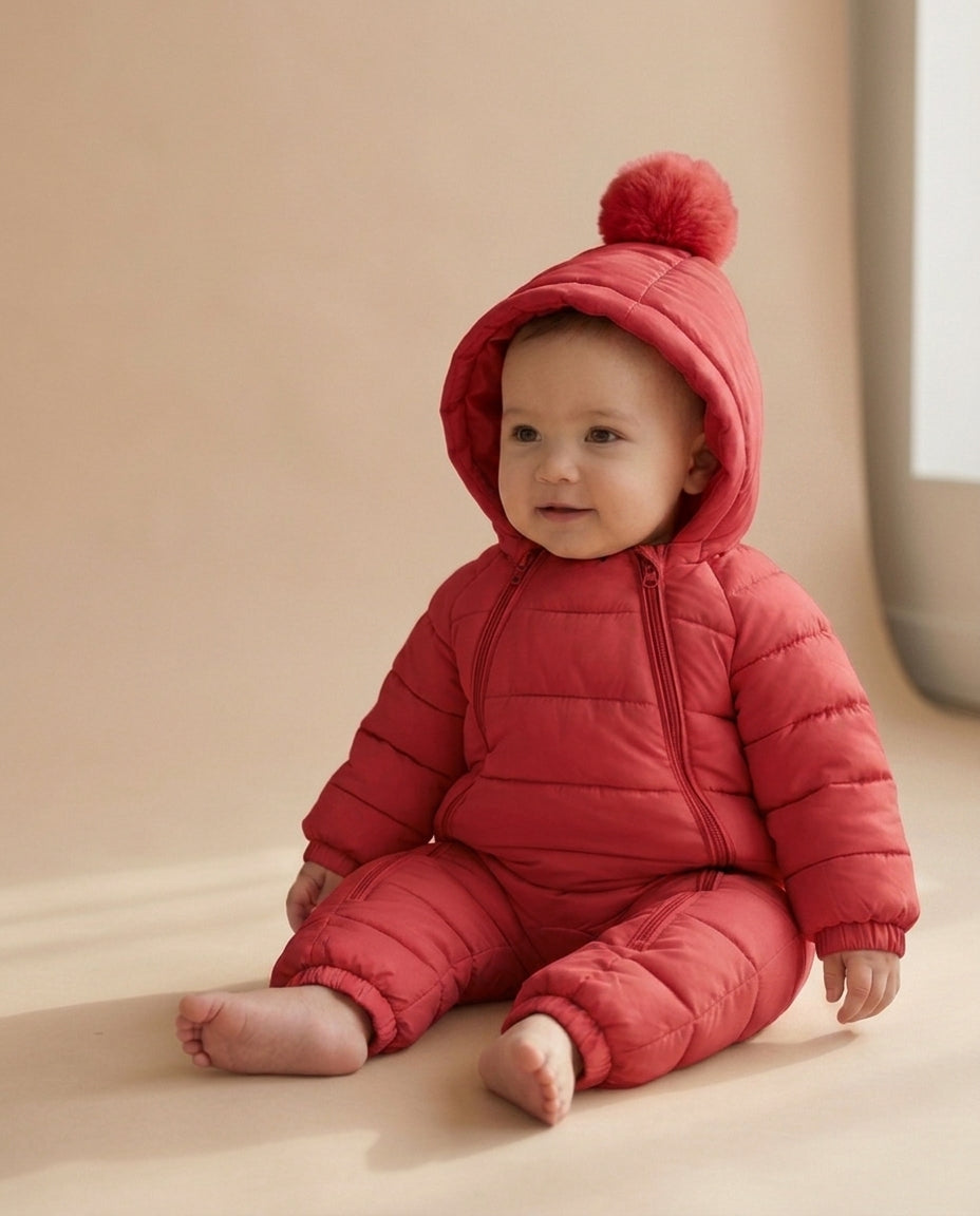 Puffling Baby Snowsuit — Cherry