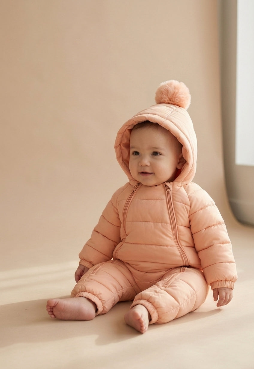 Puffling Baby Snowsuit — Peach