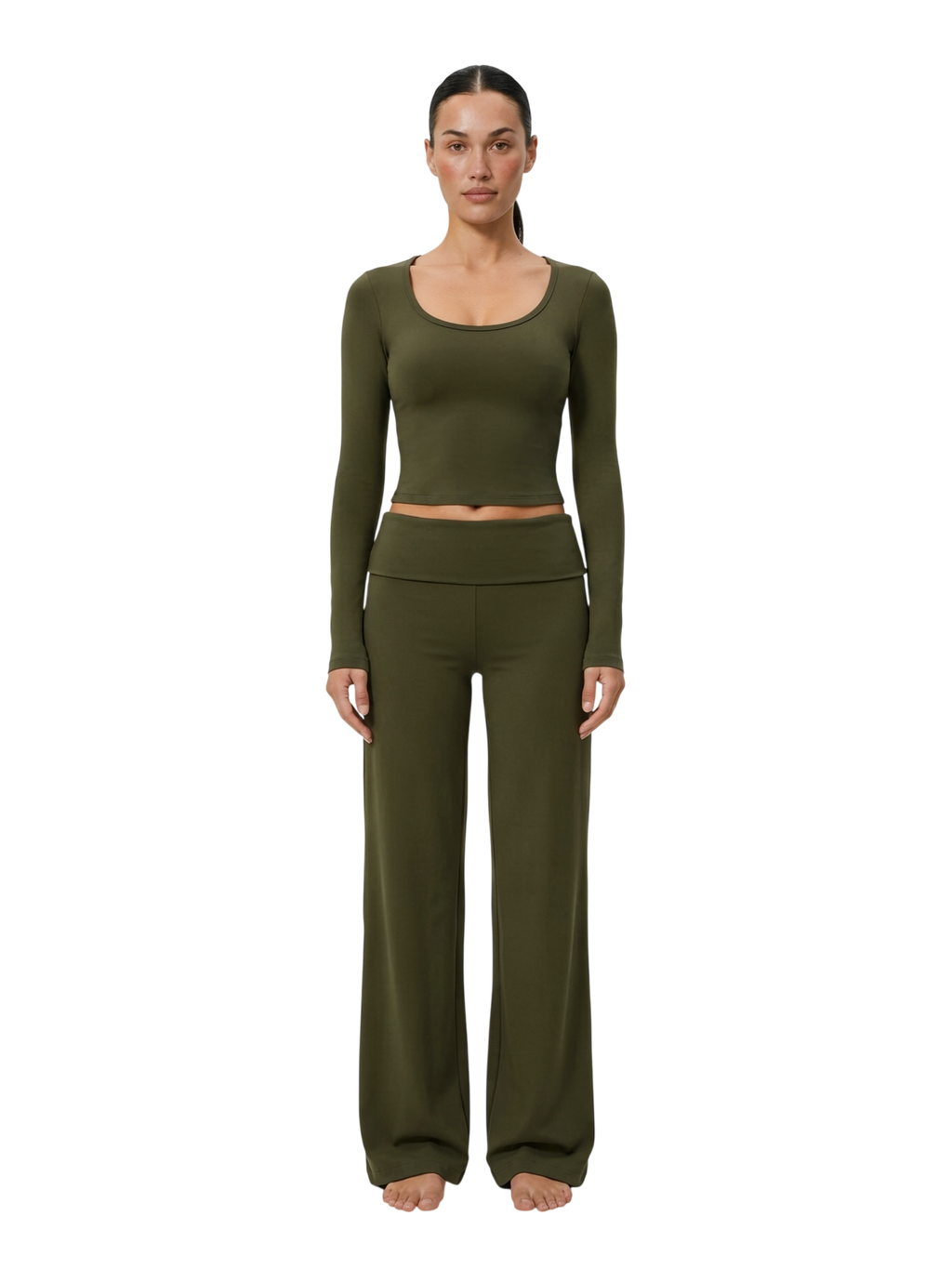 Scoop Set in Olive, front view