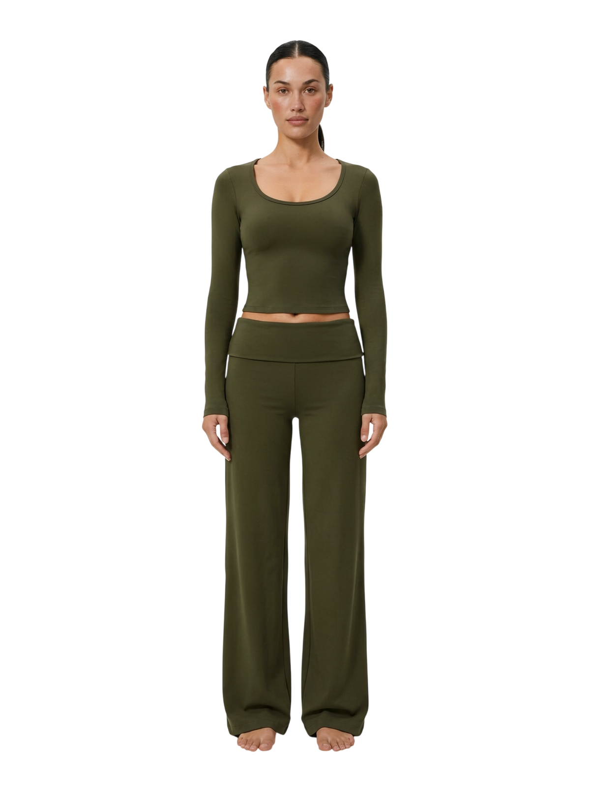 Scoop Set in Olive, front view
